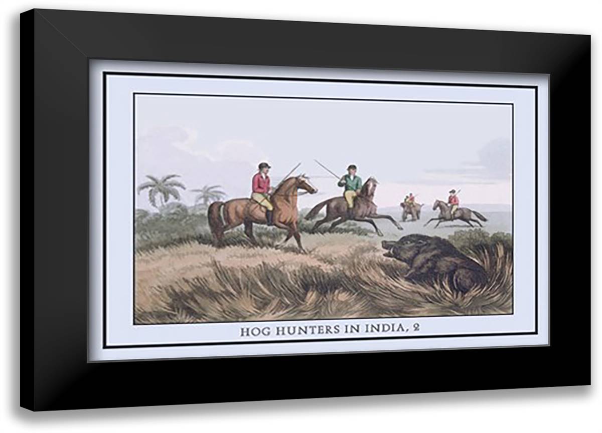 Hog Hunters in India, No. 2 22x16 Black Modern Wood Framed Art Print Poster by Howitt