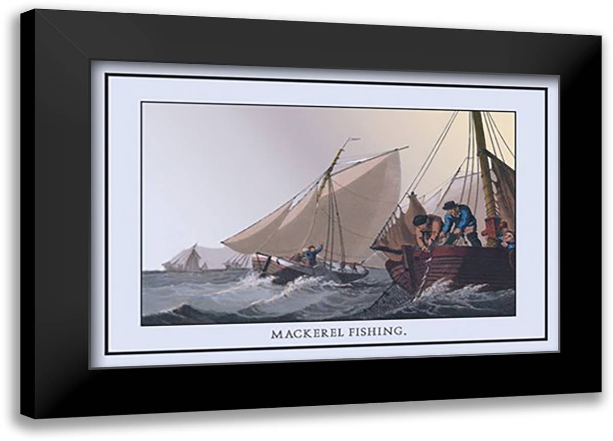 Mackerel Fishing 22x16 Black Modern Wood Framed Art Print Poster by Clark, J. H.