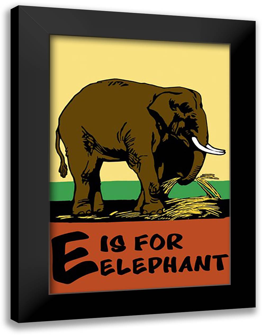 E is for Elephant 16x22 Black Modern Wood Framed Art Print Poster by Falls, C. B.