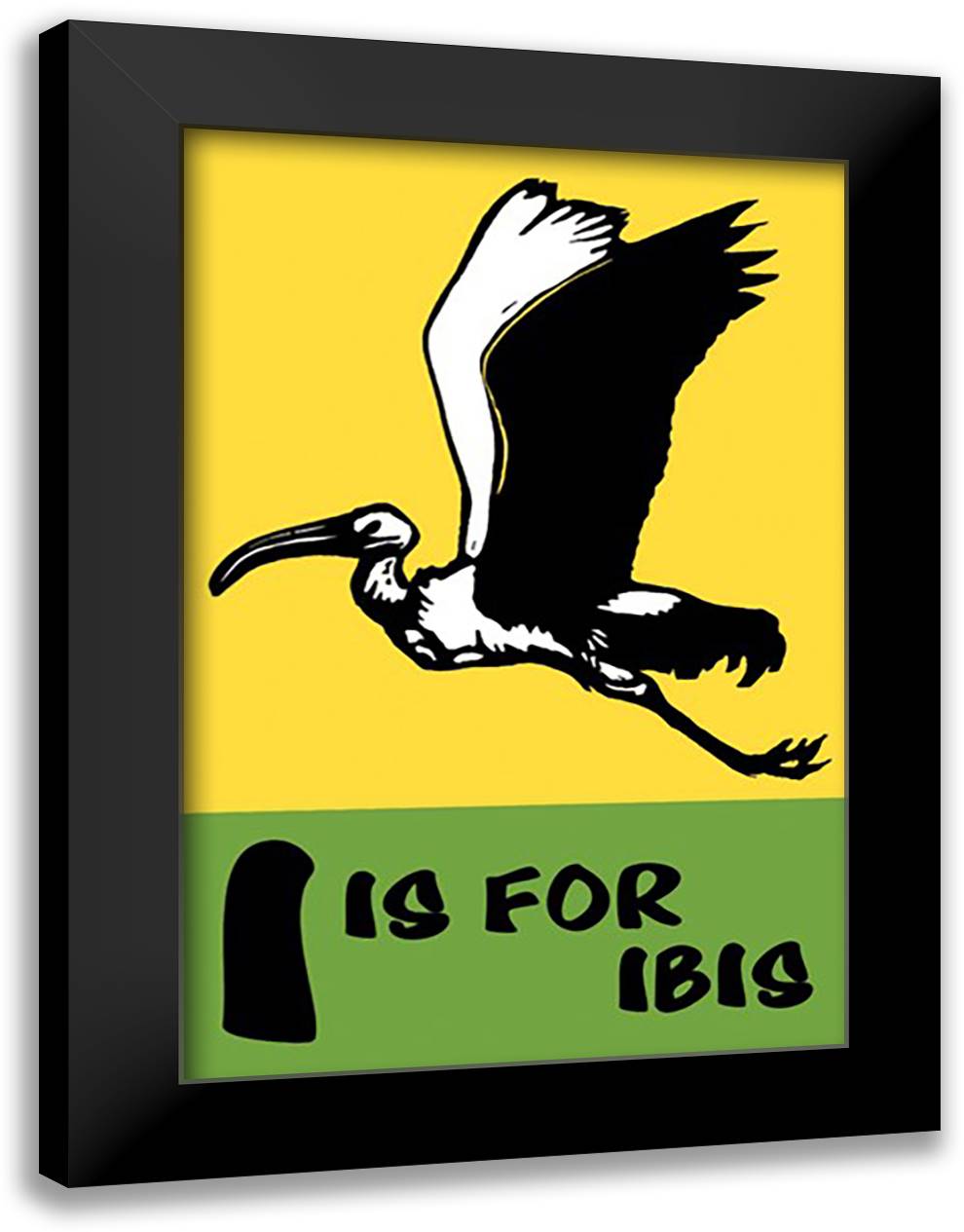 I is for Ibis 16x22 Black Modern Wood Framed Art Print Poster by Falls, C. B.