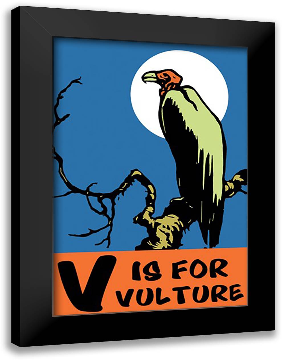 V is for Vulture 16x22 Black Modern Wood Framed Art Print Poster by Falls, C. B.