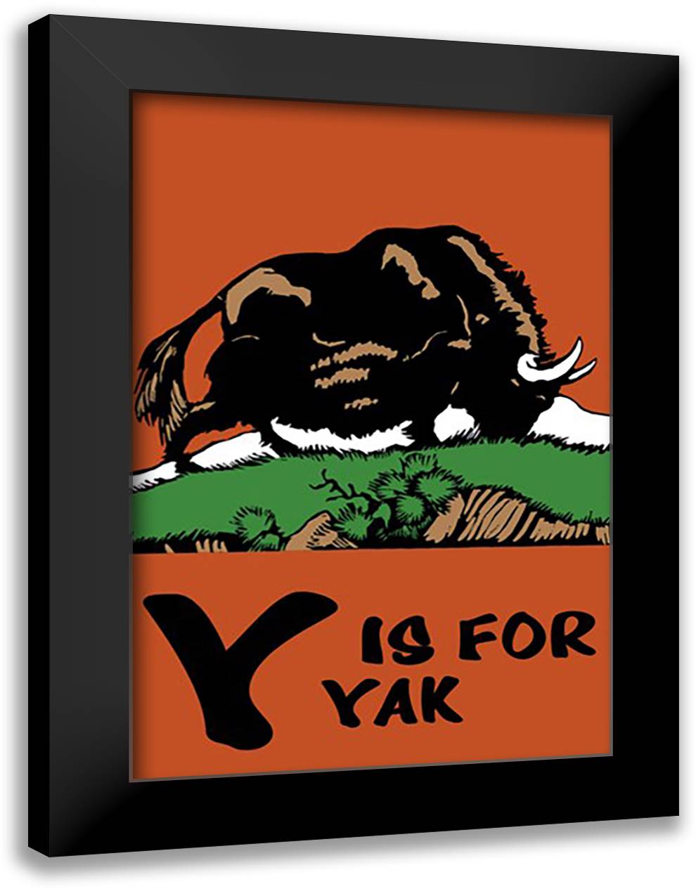 Y is for Yak 16x22 Black Modern Wood Framed Art Print Poster by Falls, C. B.
