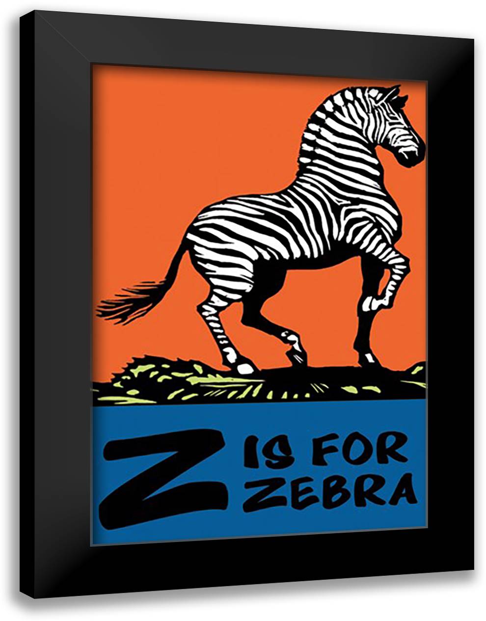 Z is for Zebra 16x22 Black Modern Wood Framed Art Print Poster by Falls, C. B.