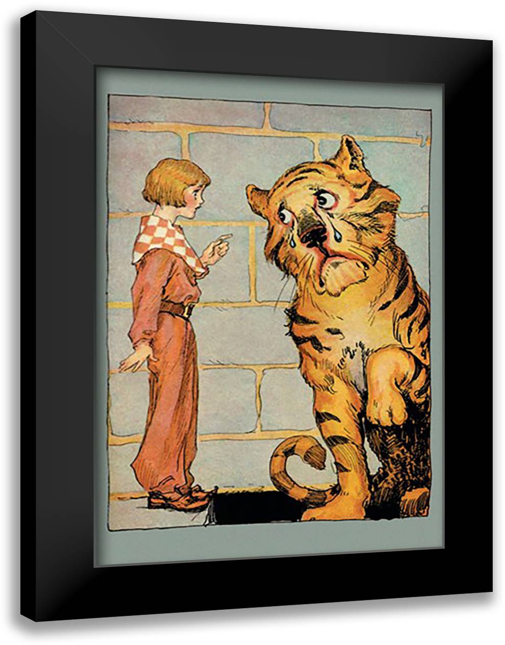 Hungry Tiger & Little Prince 16x22 Black Modern Wood Framed Art Print Poster by Neill, John R.