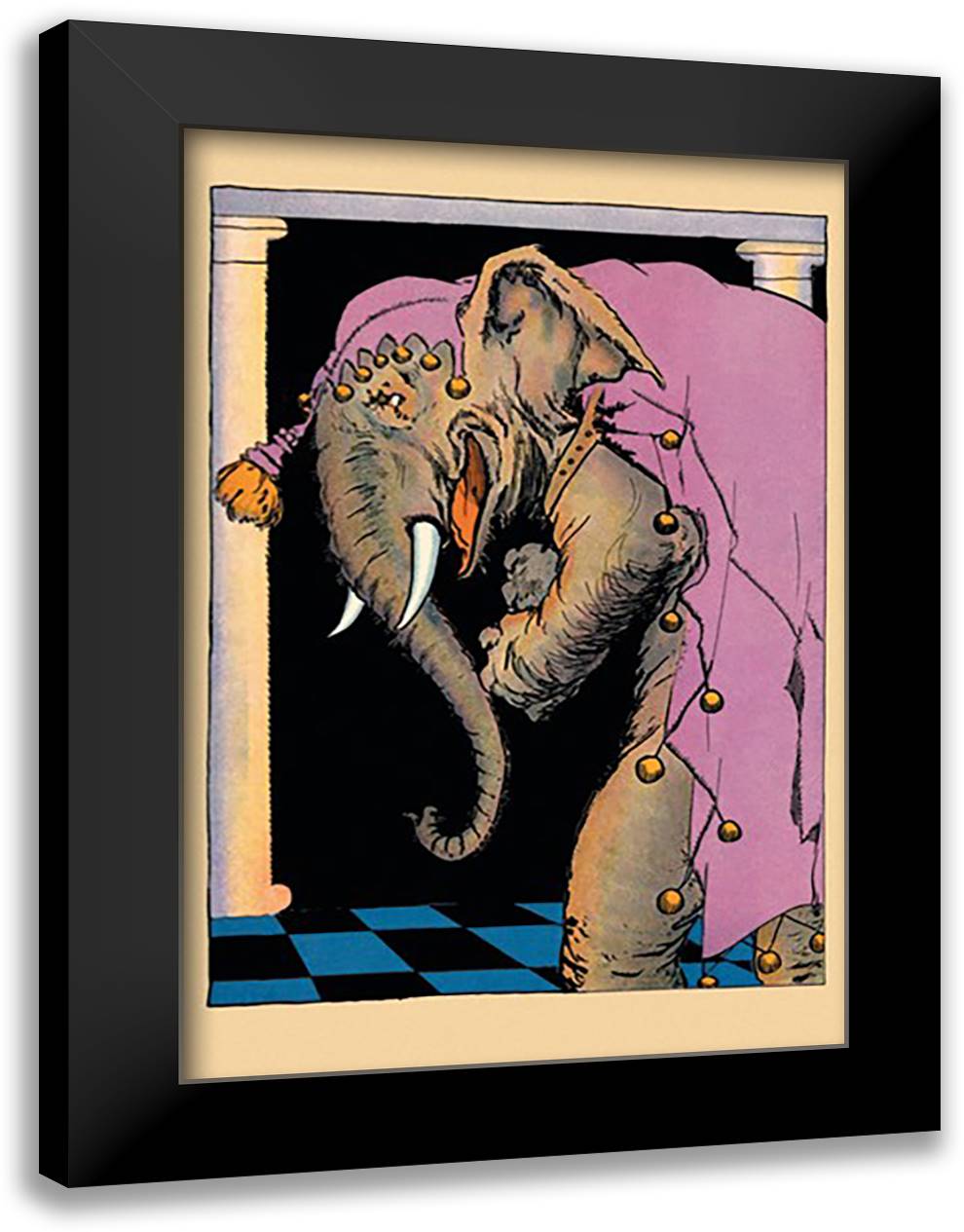 Kabumpo the Elegant Elephant 16x22 Black Modern Wood Framed Art Print Poster by Neill, John R.