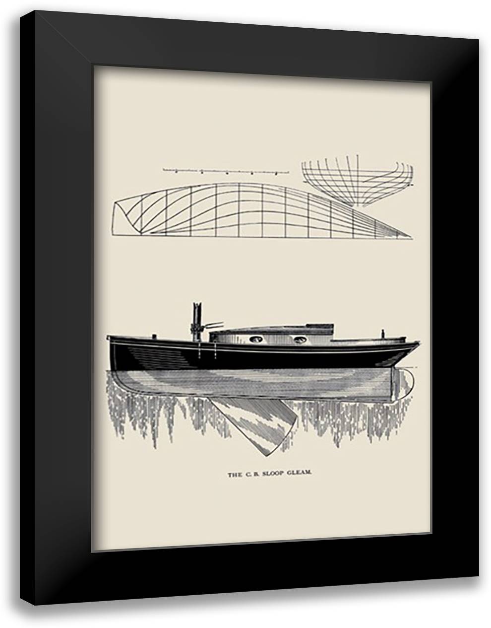 C.B. Sloop Gleam 16x22 Black Modern Wood Framed Art Print Poster by Kunhardt, Charles P.