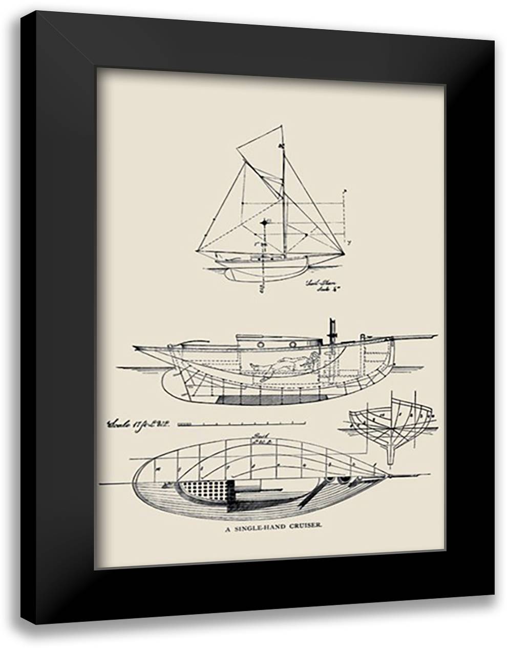 Single-Hand Cruiser 16x22 Black Modern Wood Framed Art Print Poster by Kunhardt, Charles P.