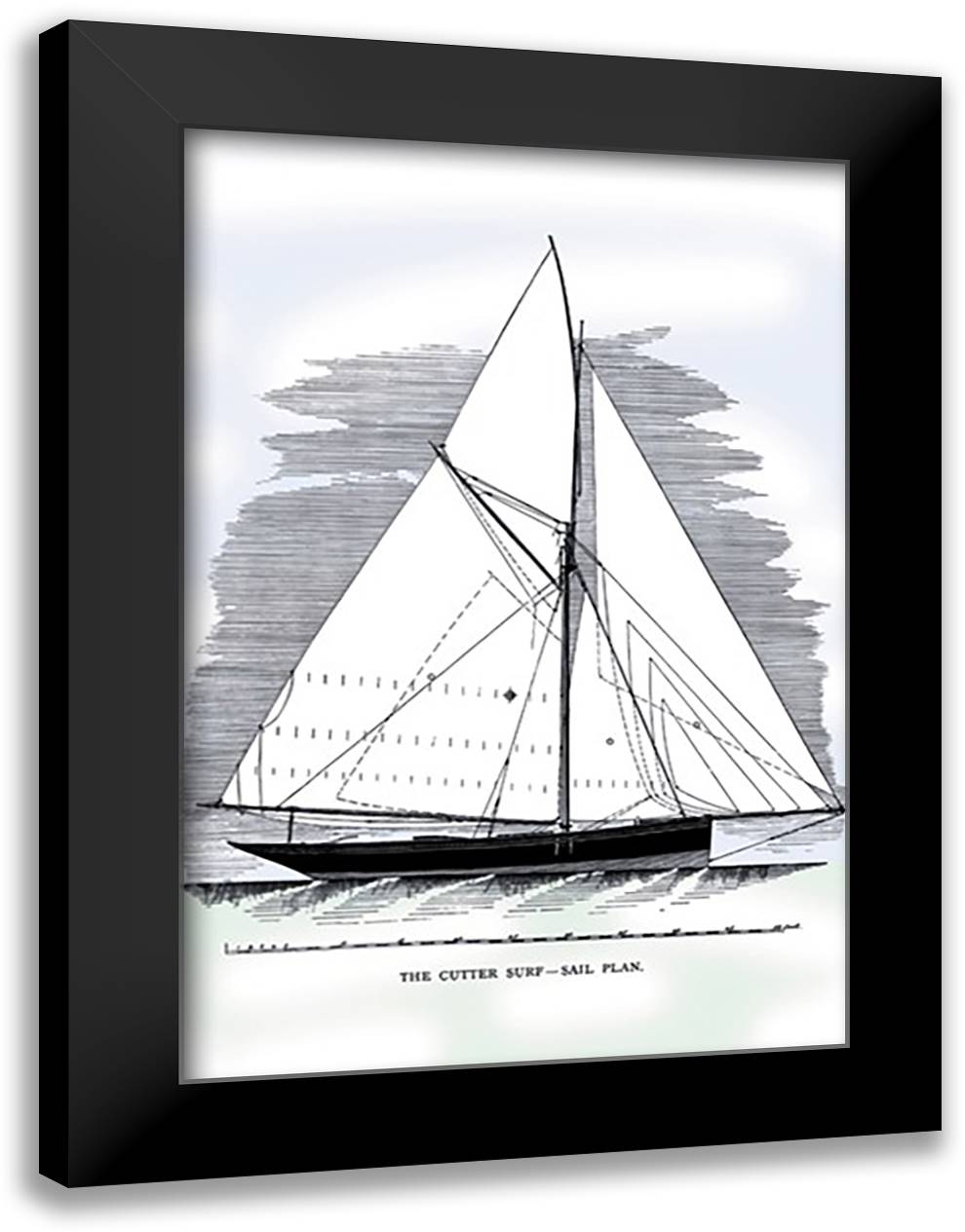 Cutter Surf 16x22 Black Modern Wood Framed Art Print Poster by Kunhardt, Charles P.