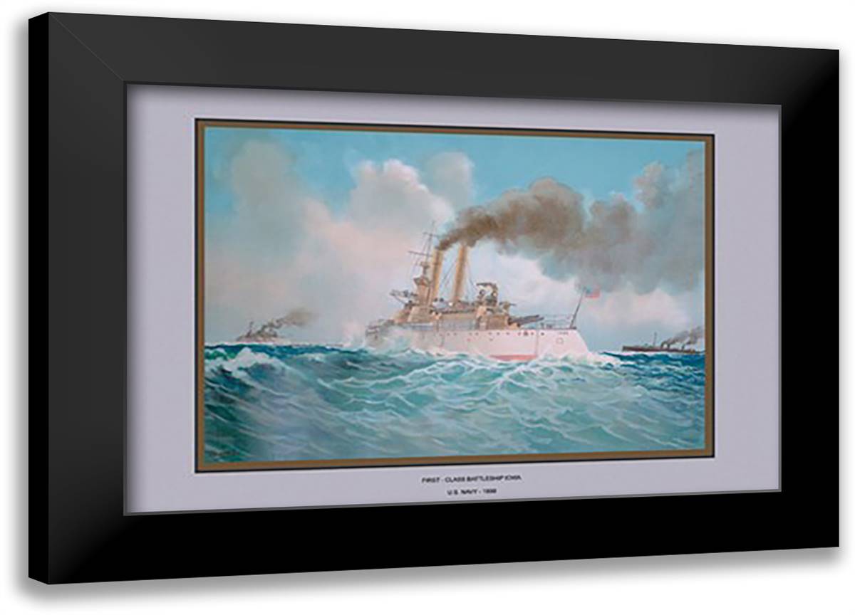 First-Class Battleship Iowa 22x16 Black Modern Wood Framed Art Print Poster by Plank, Werner