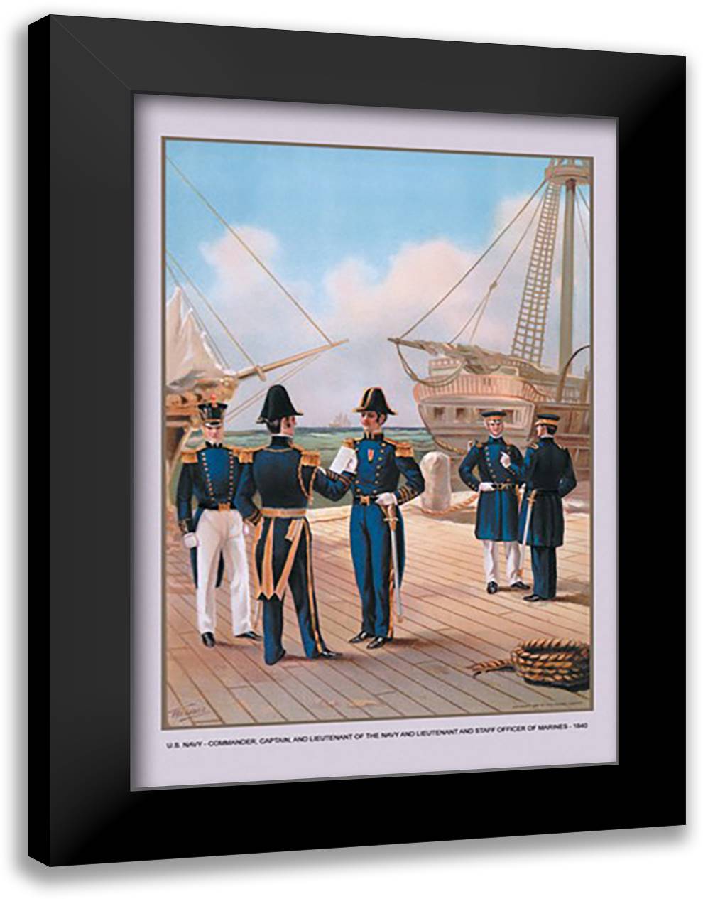 Navy Commander, Captain, and Lieutenant 16x22 Black Modern Wood Framed Art Print Poster by Plank, Werner