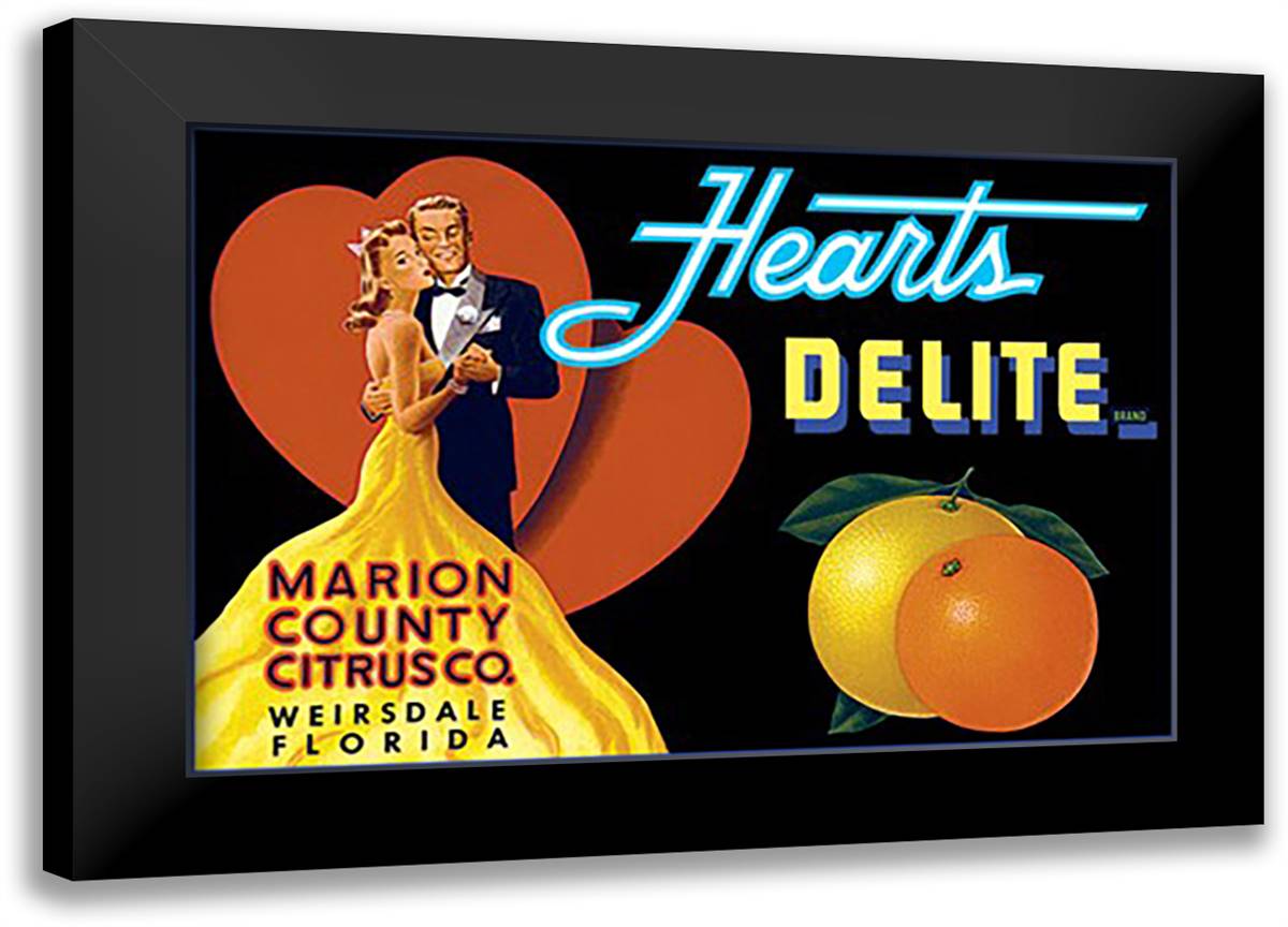 Hearts Delight 22x16 Black Modern Wood Framed Art Print Poster