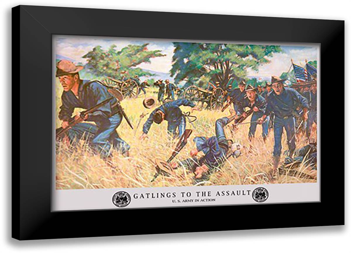 Gatlings to the Assault 22x16 Black Modern Wood Framed Art Print Poster by Mcbarron Jr., Charles H.