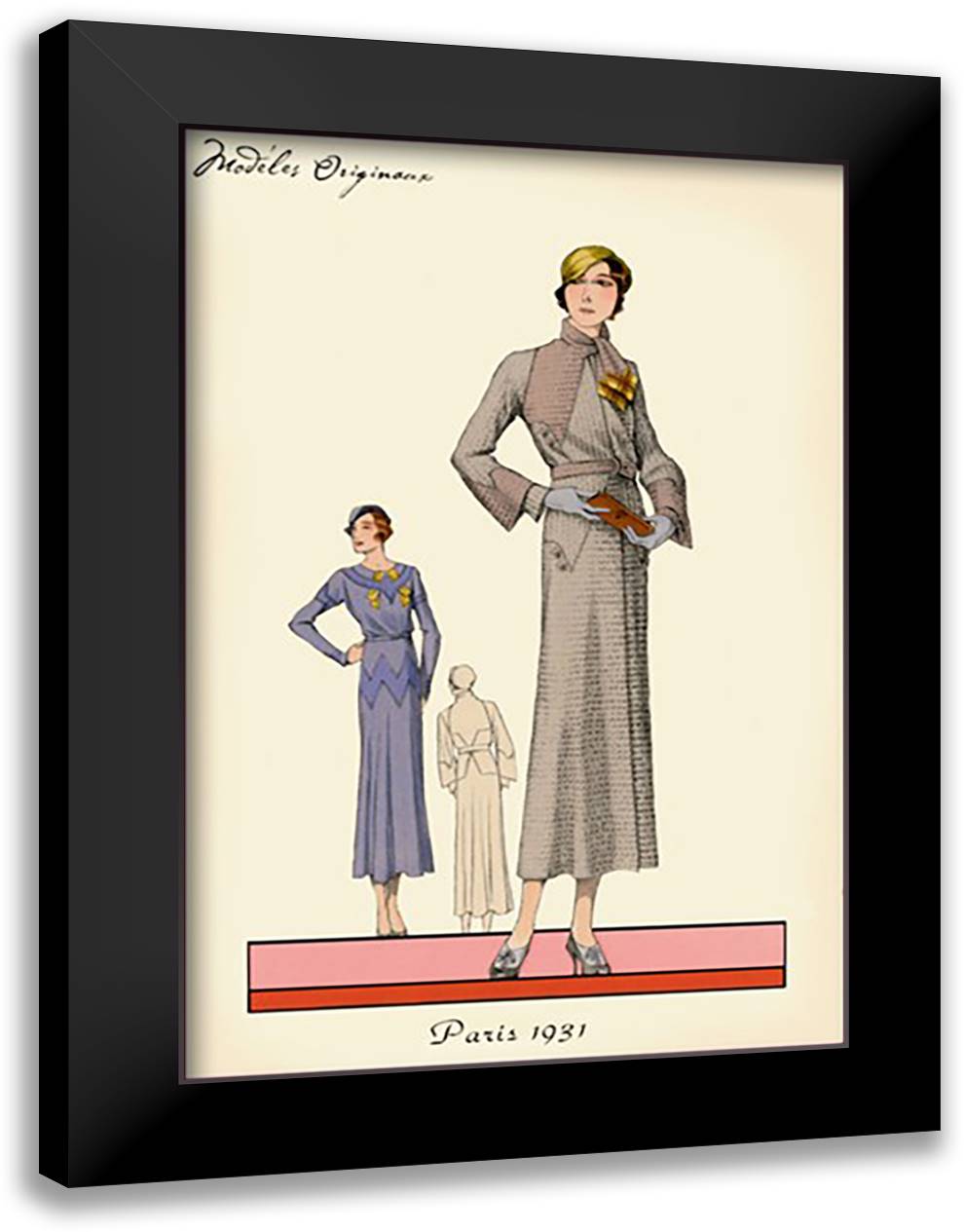 Modeles Originaur: A Conservative Look 16x22 Black Modern Wood Framed Art Print Poster by Bachrvitz, Atelier