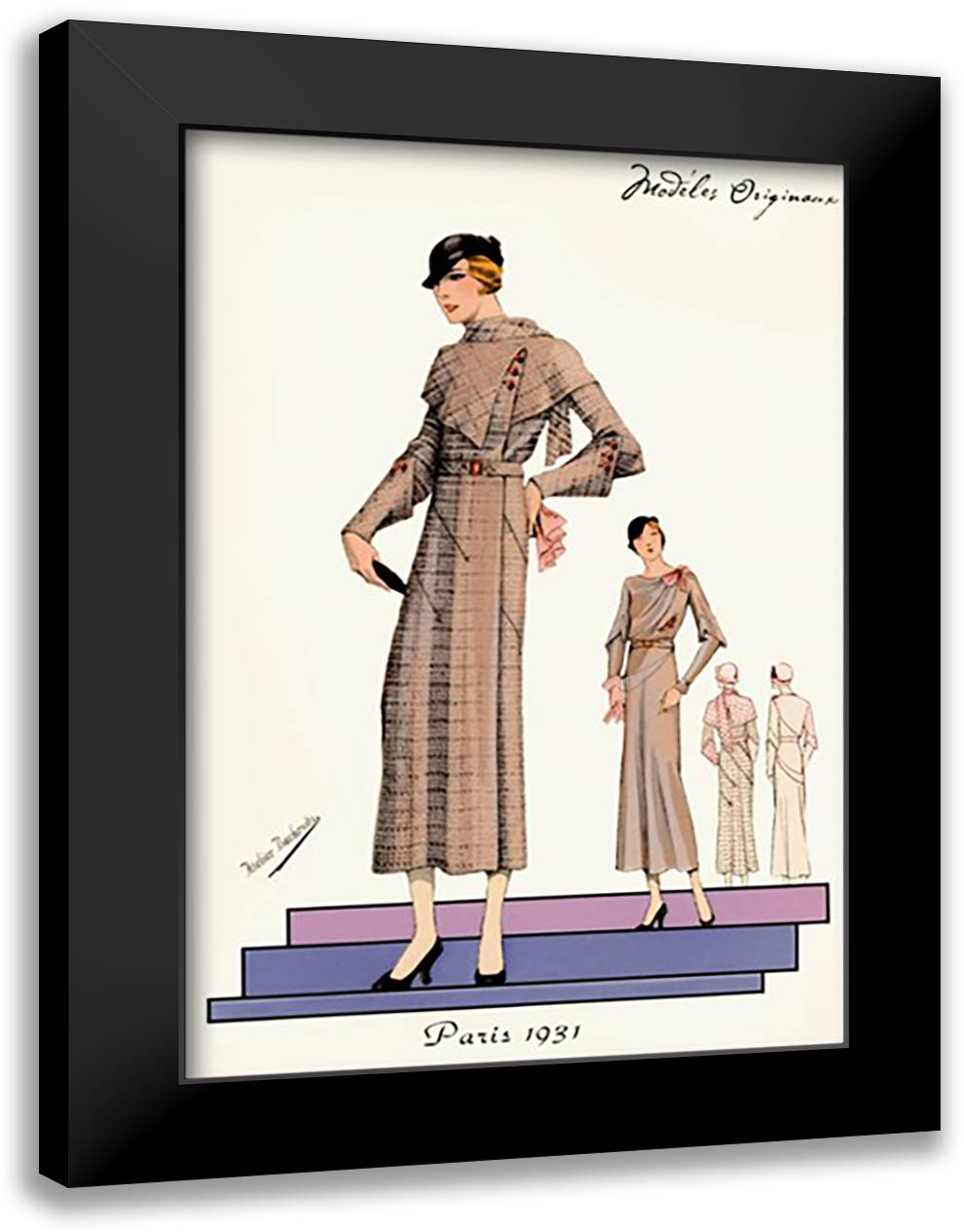 Modeles Originaur: A Business Look 16x22 Black Modern Wood Framed Art Print Poster by Bachrvitz, Atelier