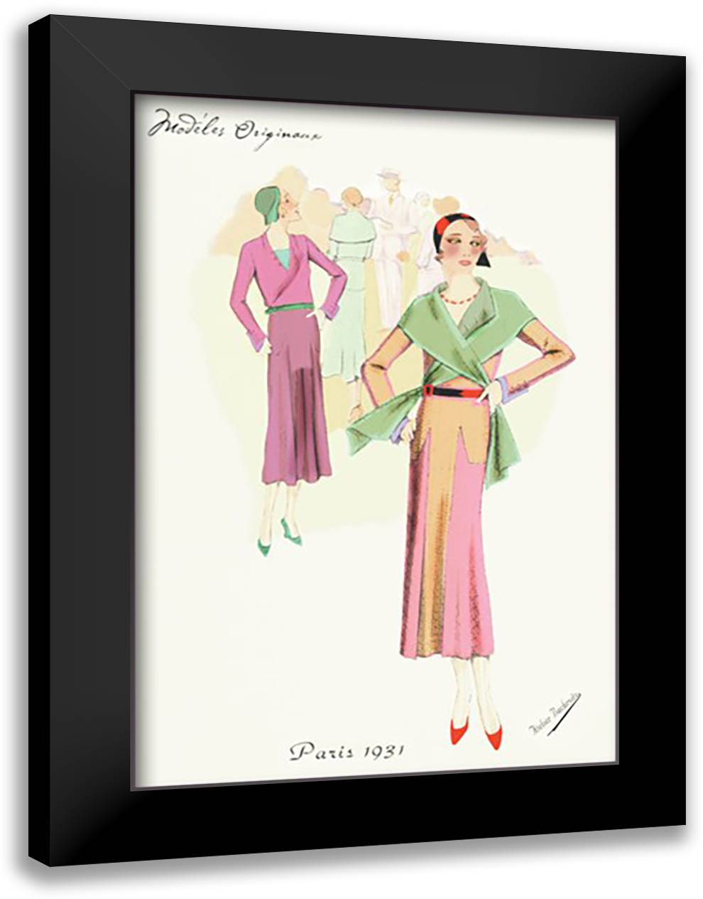 Modeles Originaur: Pastel Style 16x22 Black Modern Wood Framed Art Print Poster by Bachrvitz, Atelier