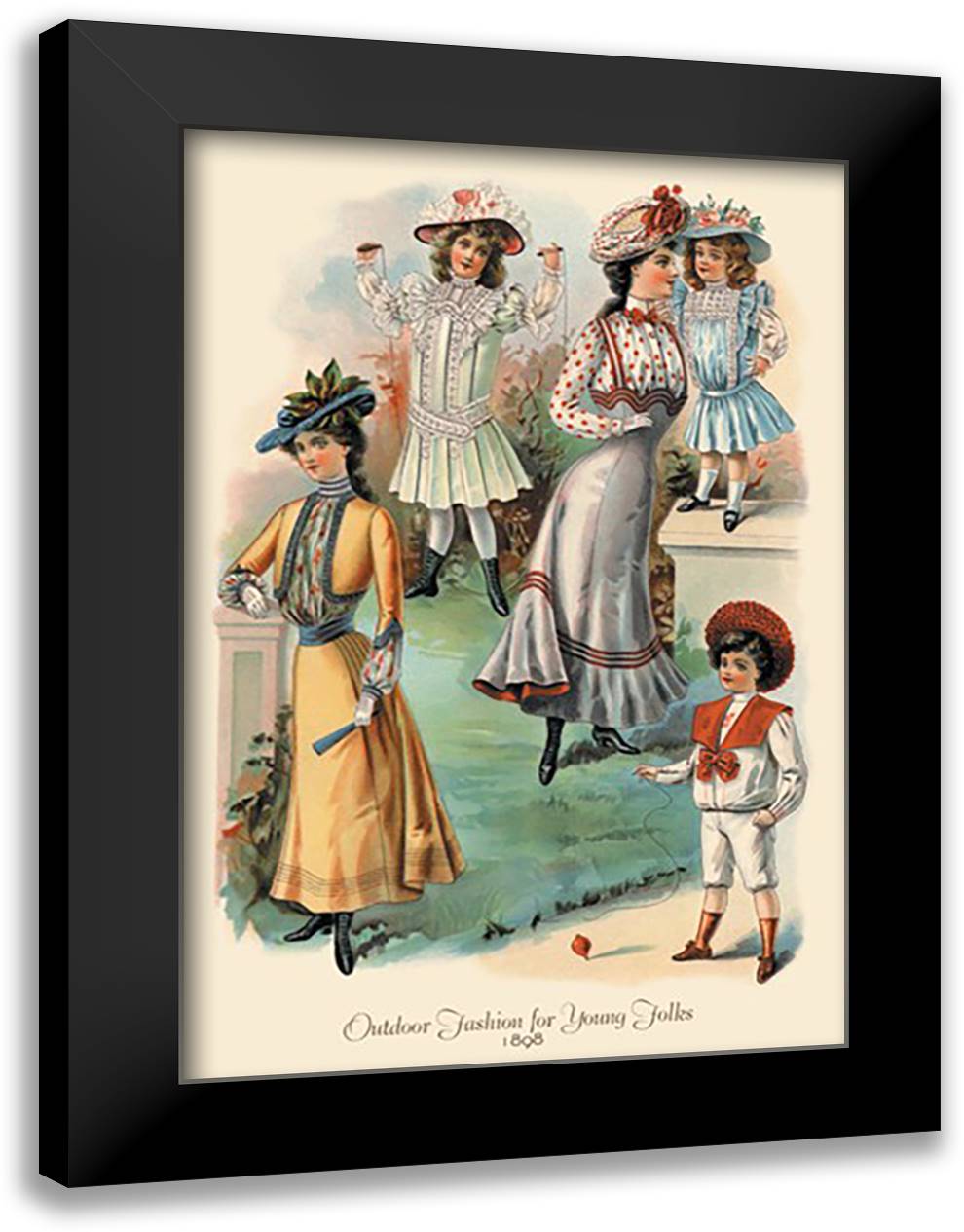 Outdoor Fashion for Young Folks 16x22 Black Modern Wood Framed Art Print Poster