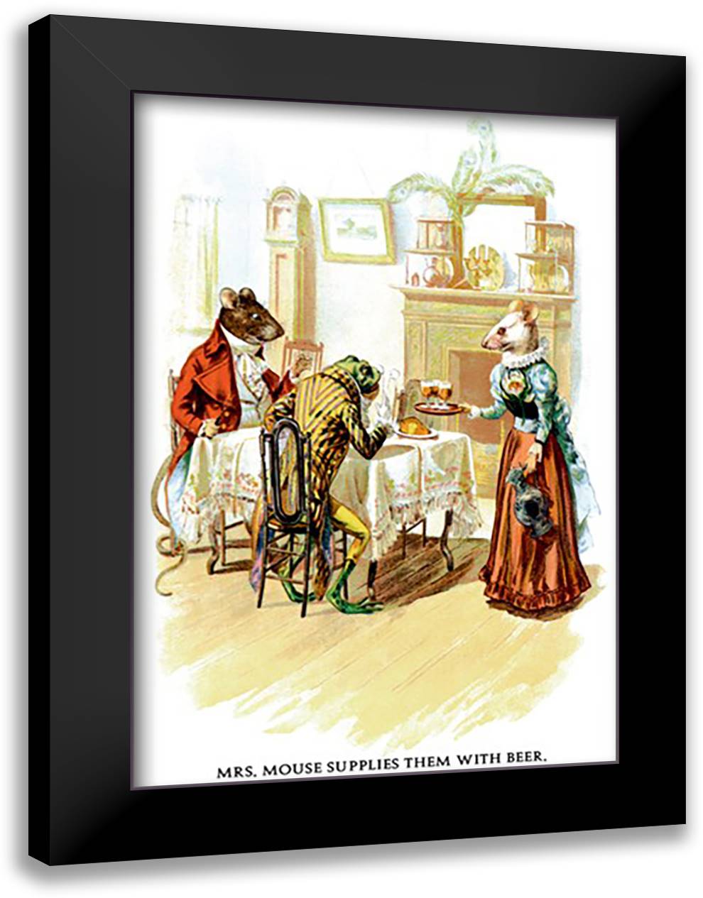 Mrs. Mouse Supplies Them 16x22 Black Modern Wood Framed Art Print Poster