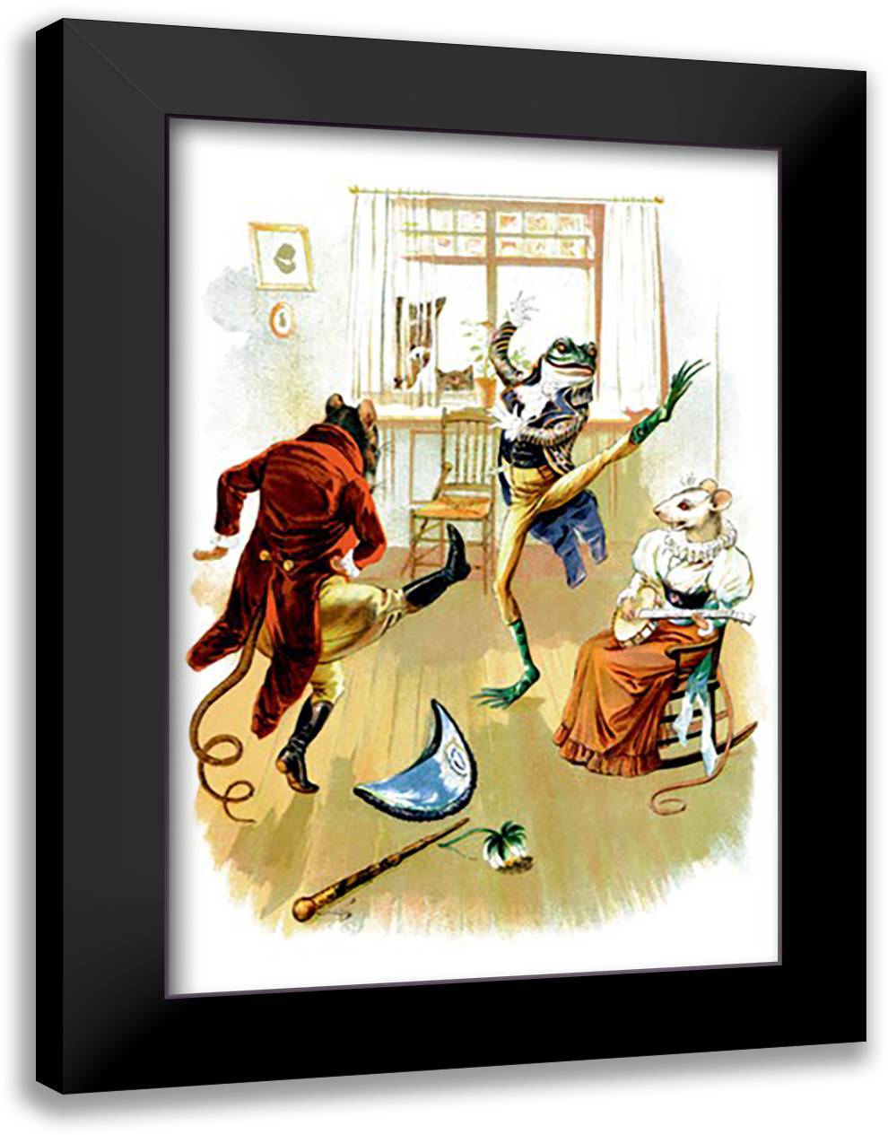 Froggy and Rat Like to Dance 16x22 Black Modern Wood Framed Art Print Poster