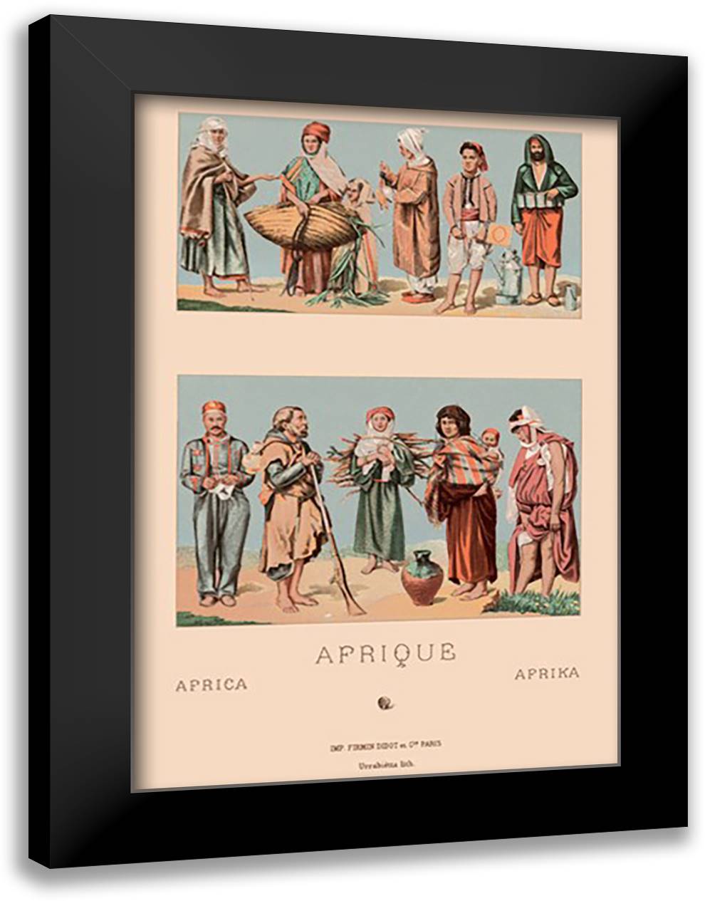 Bedouin Families 16x22 Black Modern Wood Framed Art Print Poster by Racinet, Auguste