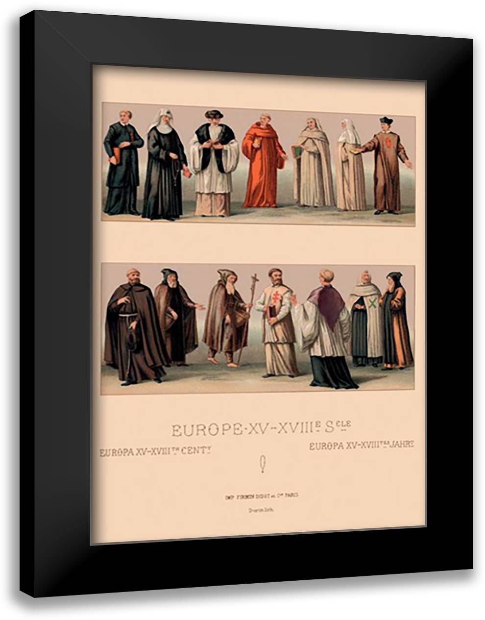 Clerical Costumes of the Fifteenth Through Eighteenth Centuries 16x22 Black Modern Wood Framed Art Print Poster by Racinet, Auguste