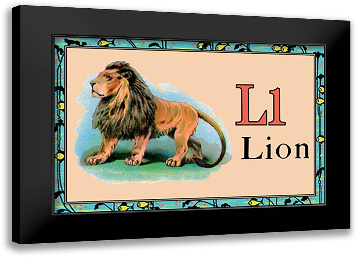 Lion 22x16 Black Modern Wood Framed Art Print Poster