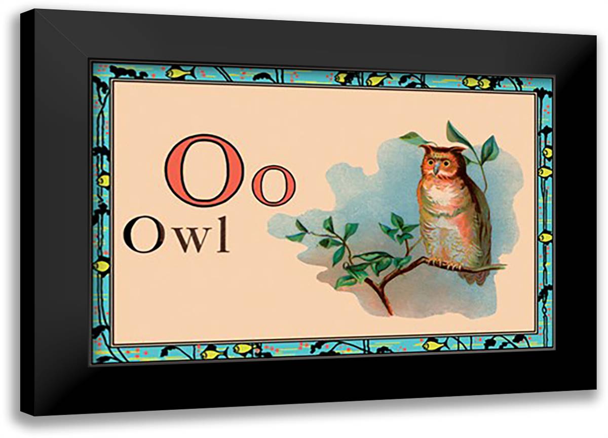 Owl 22x16 Black Modern Wood Framed Art Print Poster