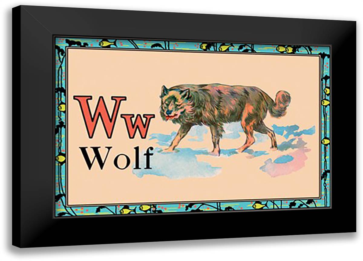 Wolf 22x16 Black Modern Wood Framed Art Print Poster
