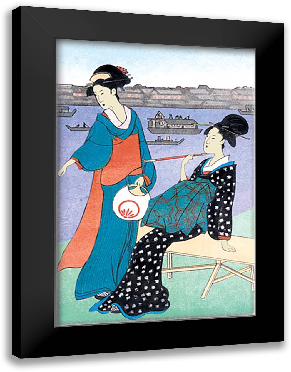 On the Banks 16x22 Black Modern Wood Framed Art Print Poster