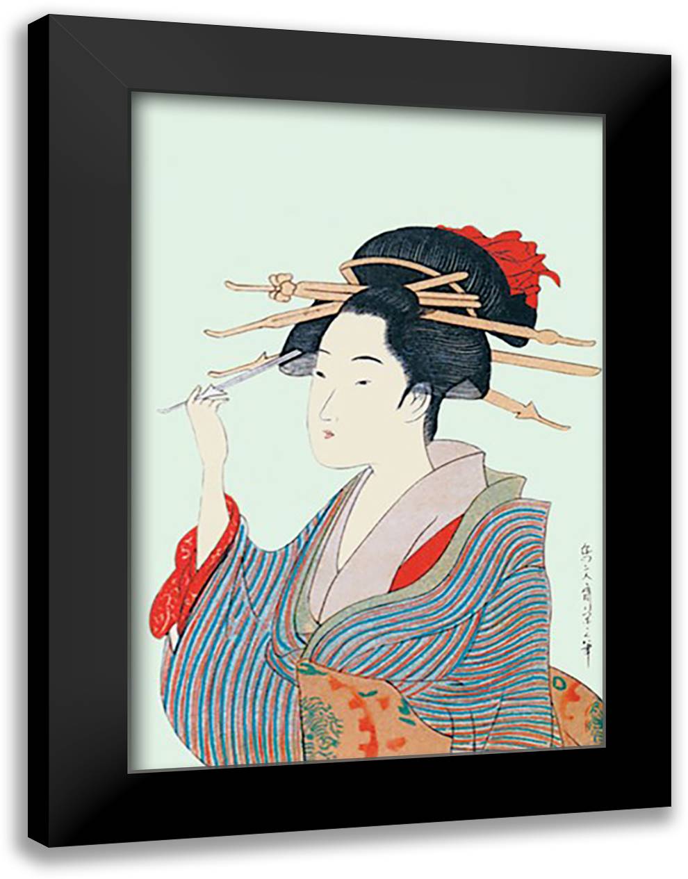 Hair-Primper 16x22 Black Modern Wood Framed Art Print Poster