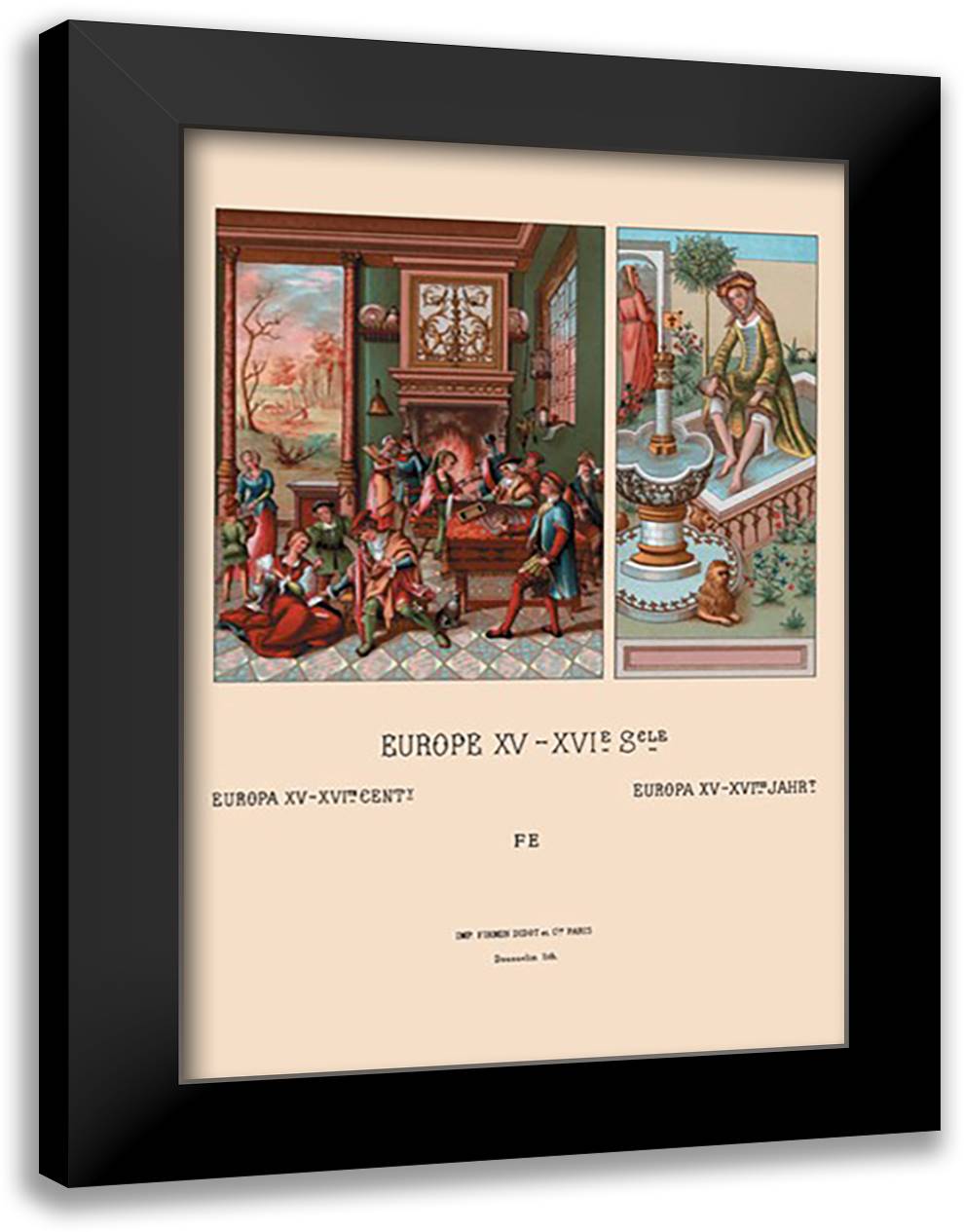 People and Places of the Renaissance 16x22 Black Modern Wood Framed Art Print Poster by Racinet, Auguste