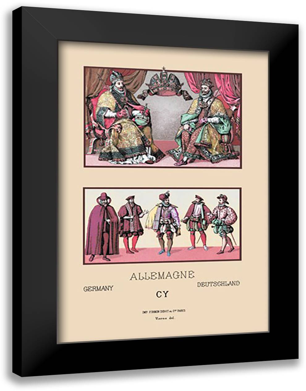 Costumes of Imperial Germany 16x22 Black Modern Wood Framed Art Print Poster by Racinet, Auguste