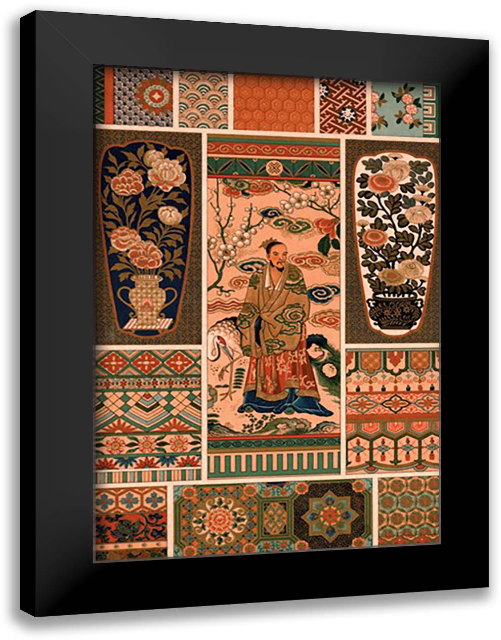 Chinese Designs 16x22 Black Modern Wood Framed Art Print Poster by Dolmetsch
