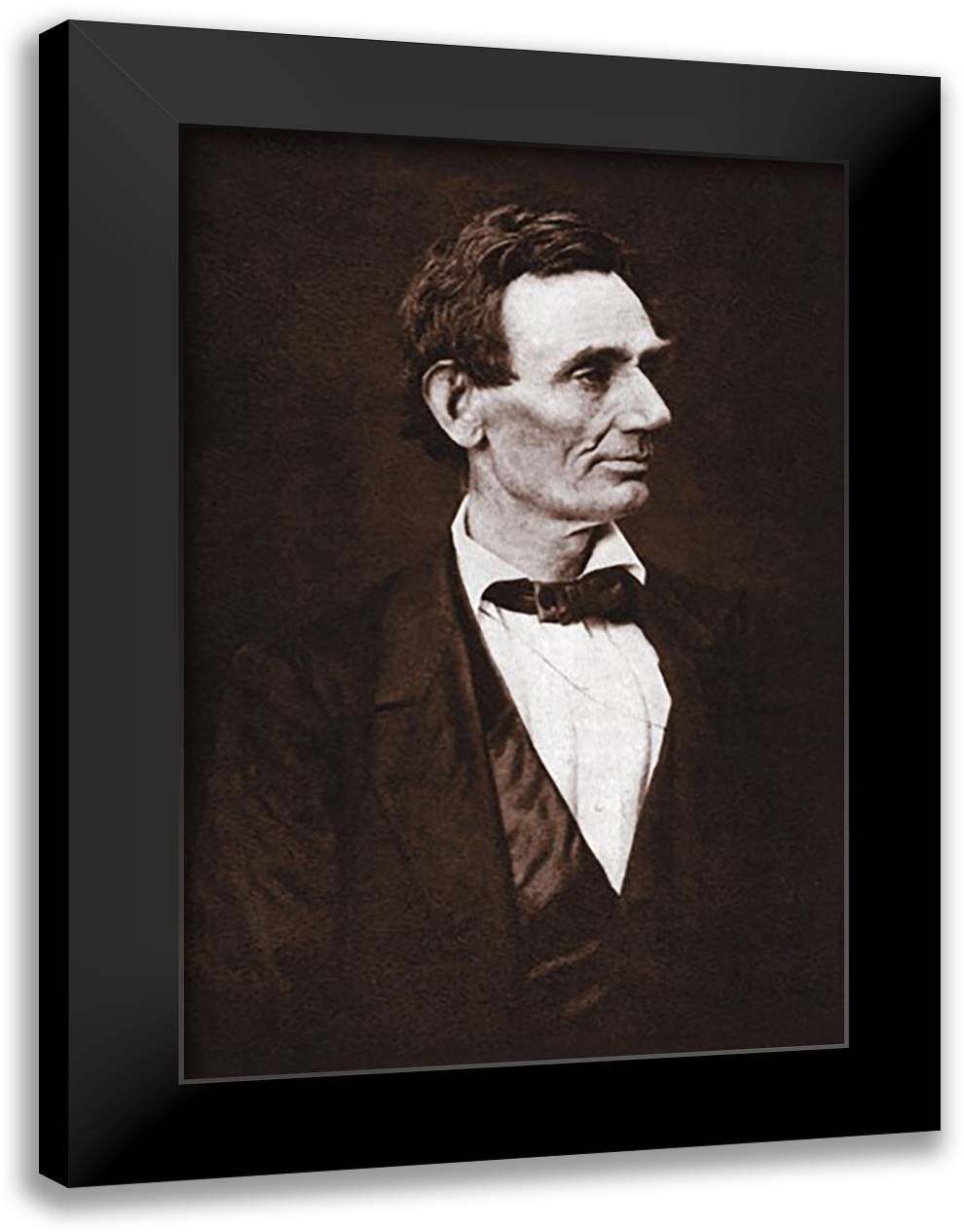 Portrait of Abe Lincoln 16x22 Black Modern Wood Framed Art Print Poster by Hicks, Thomas