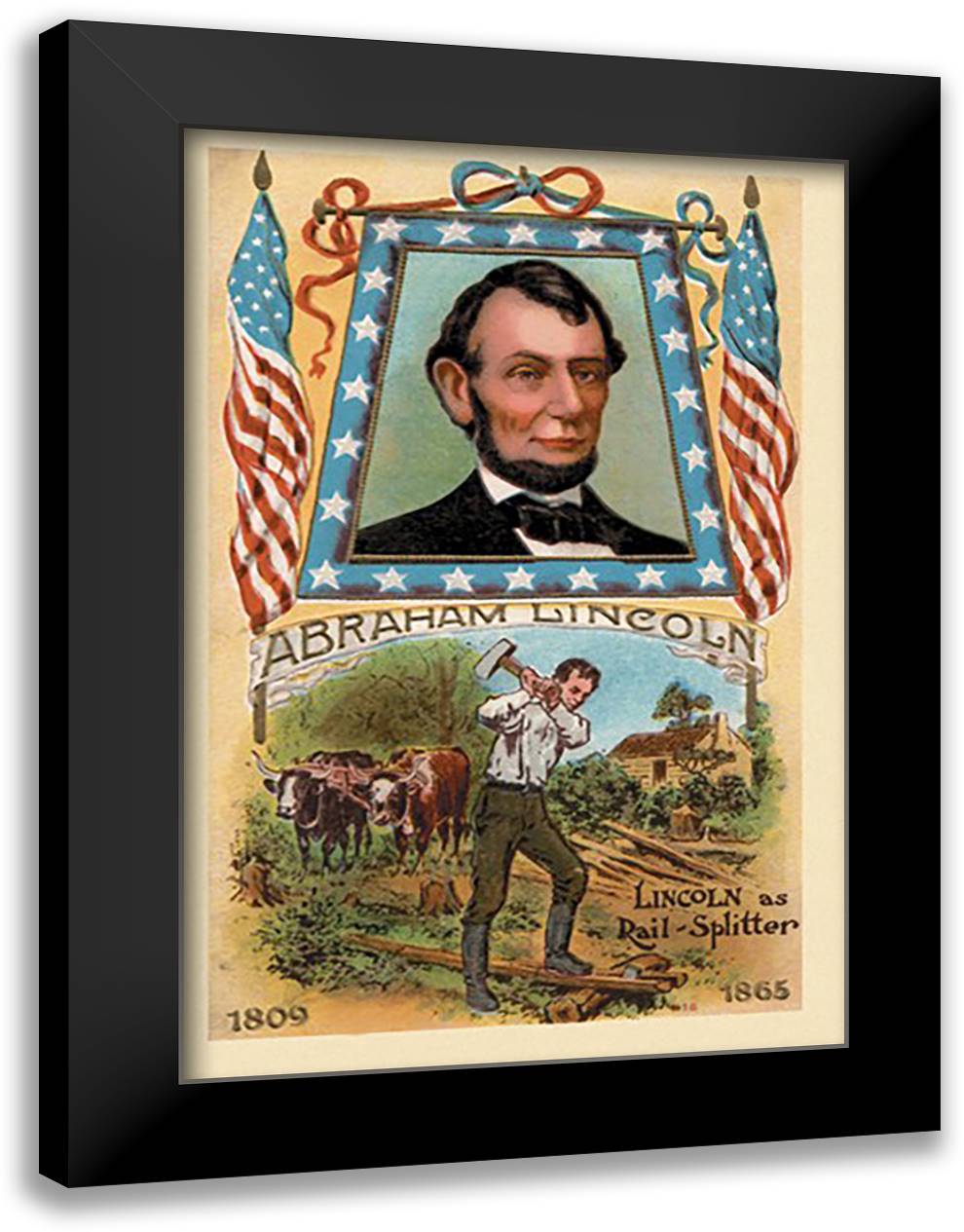 Lincoln as Rail-Splitter 16x22 Black Modern Wood Framed Art Print Poster