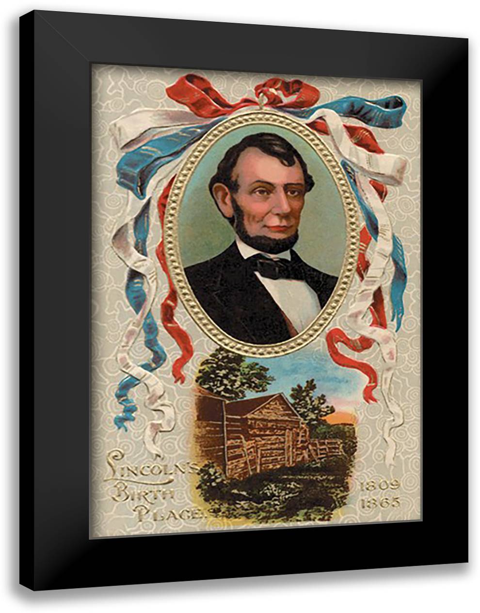 Lincoln's Birth Place 16x22 Black Modern Wood Framed Art Print Poster