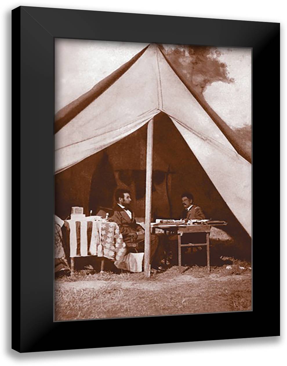 Lincoln and McClellan 16x22 Black Modern Wood Framed Art Print Poster