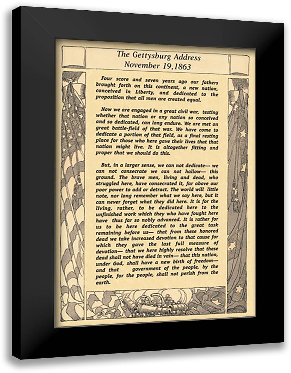 Gettysburg Address 16x22 Black Modern Wood Framed Art Print Poster
