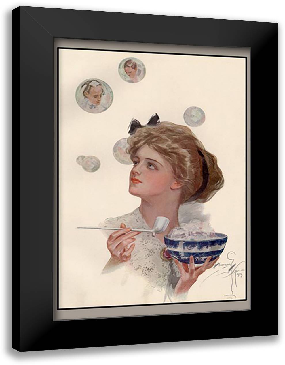 Passing Fancies 16x22 Black Modern Wood Framed Art Print Poster by Fisher, Helen