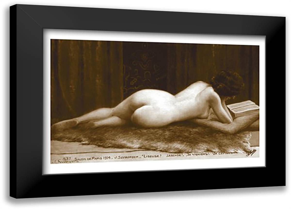 Liseuse 22x16 Black Modern Wood Framed Art Print Poster by Seeberger, J.