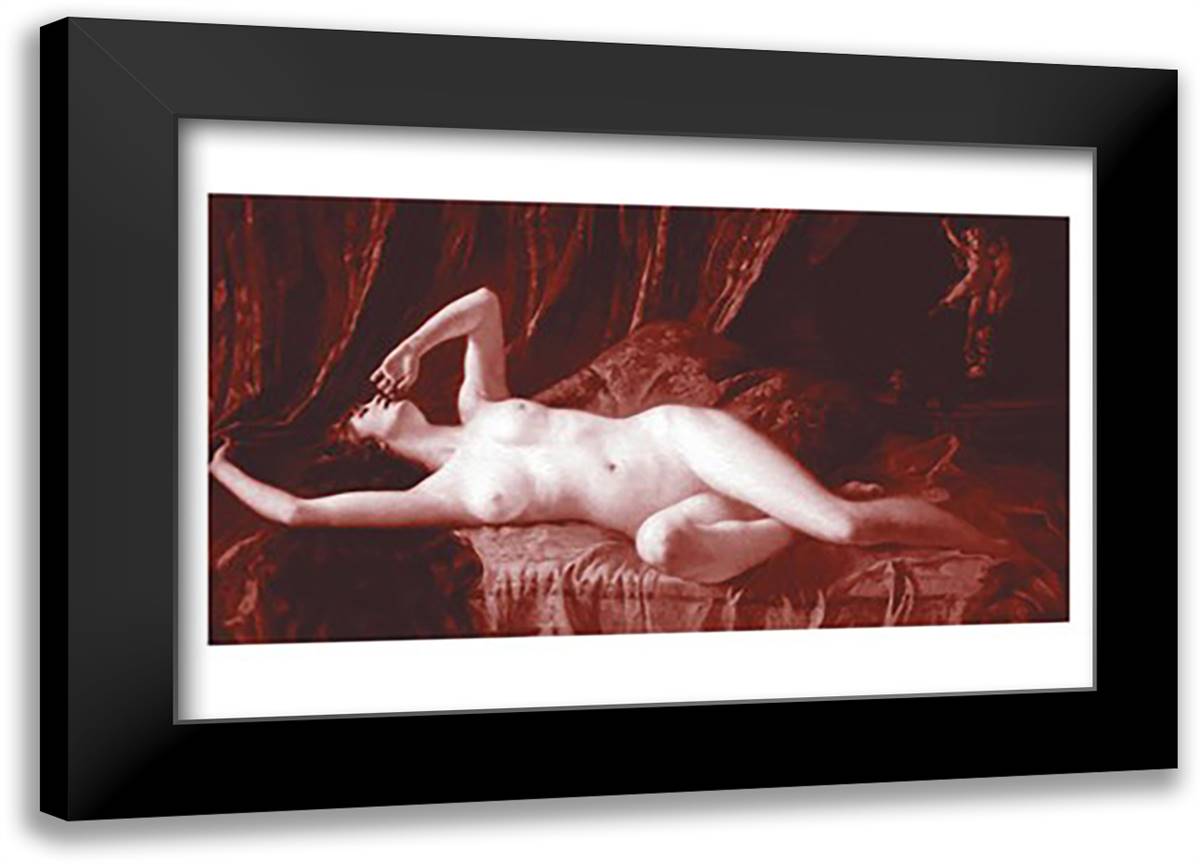 Nude at Rest 22x16 Black Modern Wood Framed Art Print Poster by Barnoin, Adolphe