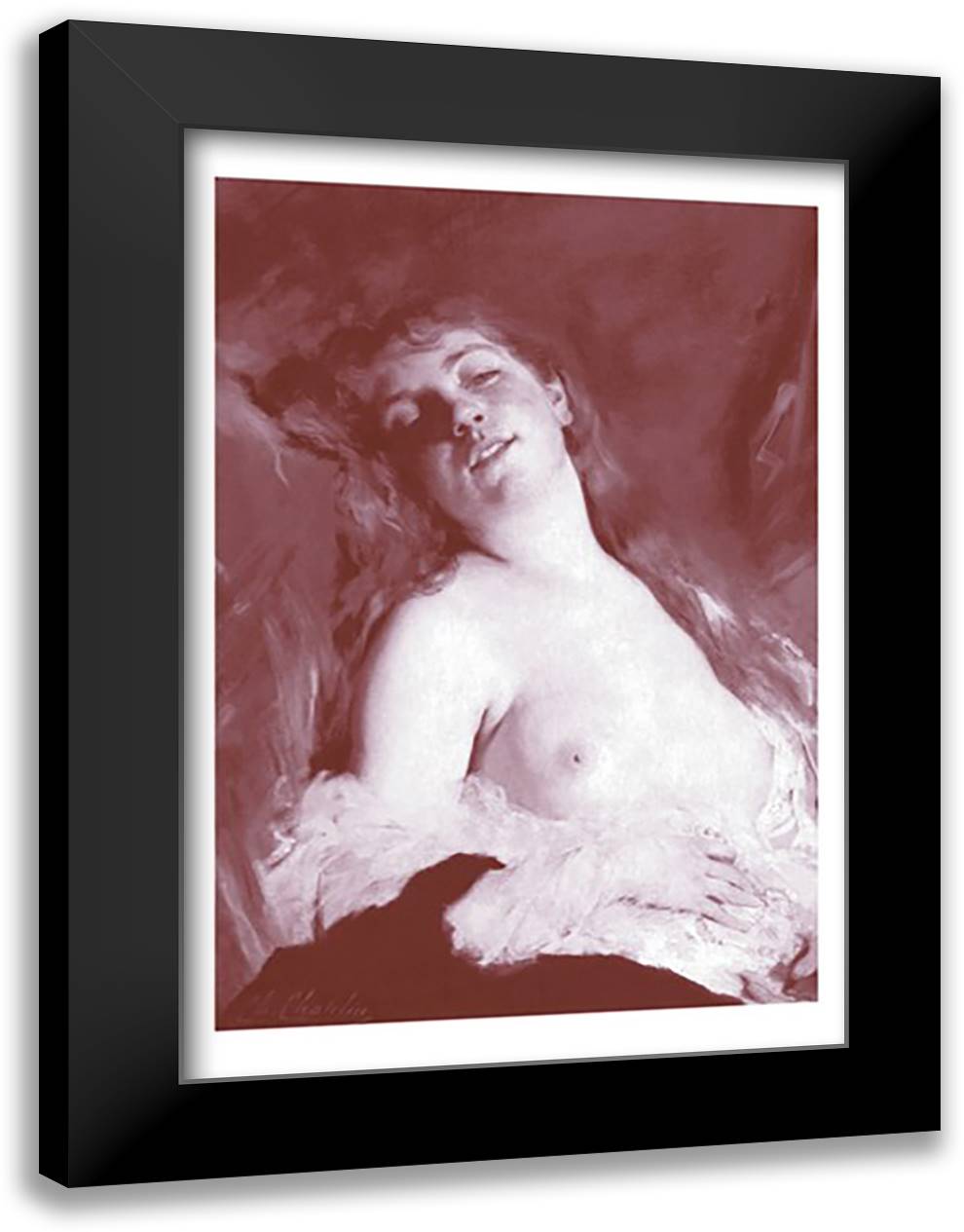 Inviting Nude 16x22 Black Modern Wood Framed Art Print Poster
