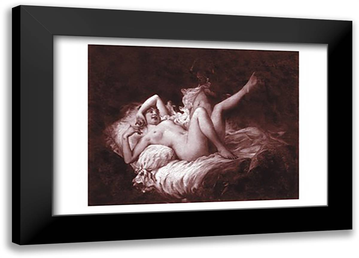 Nude with Raised Leg 22x16 Black Modern Wood Framed Art Print Poster
