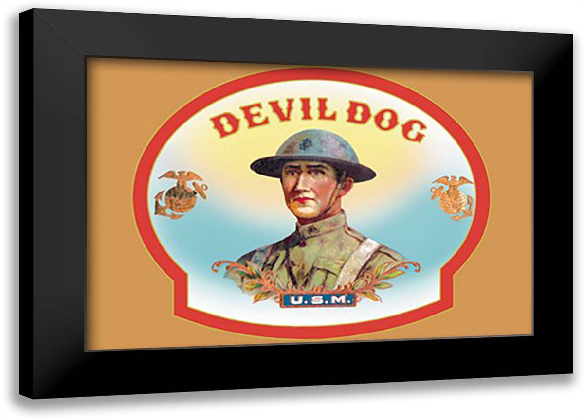 Devil Dog 22x16 Black Modern Wood Framed Art Print Poster