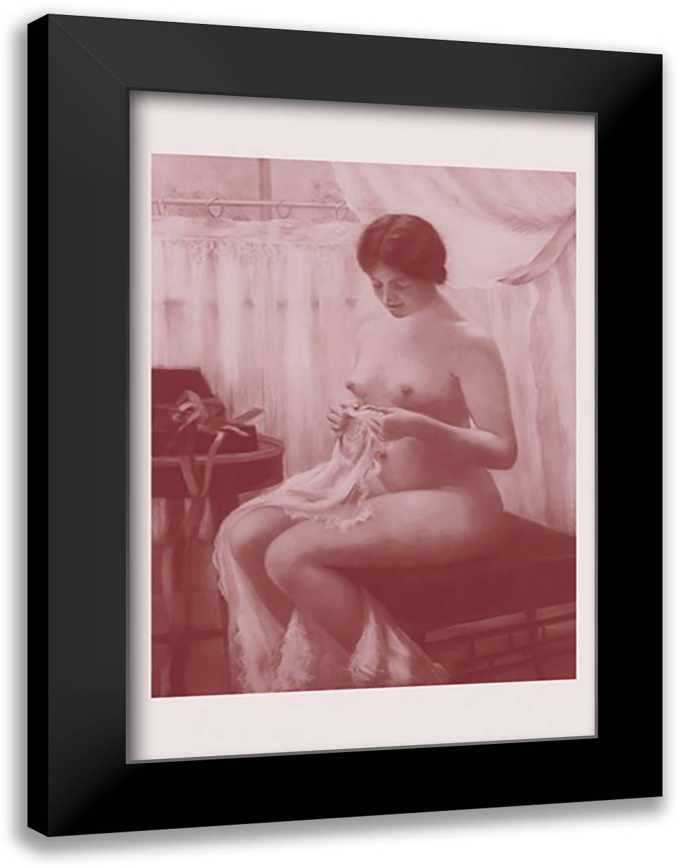 Nude in the Parlor 16x22 Black Modern Wood Framed Art Print Poster by Everart, M.