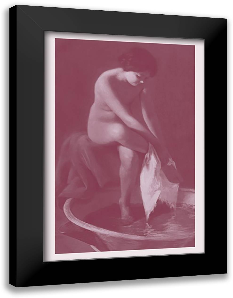 Foot Washer 16x22 Black Modern Wood Framed Art Print Poster by Frerebeau