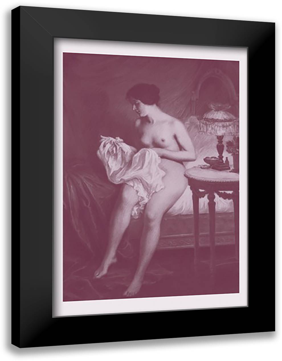 Au Coucher 16x22 Black Modern Wood Framed Art Print Poster by Scalbert, J.