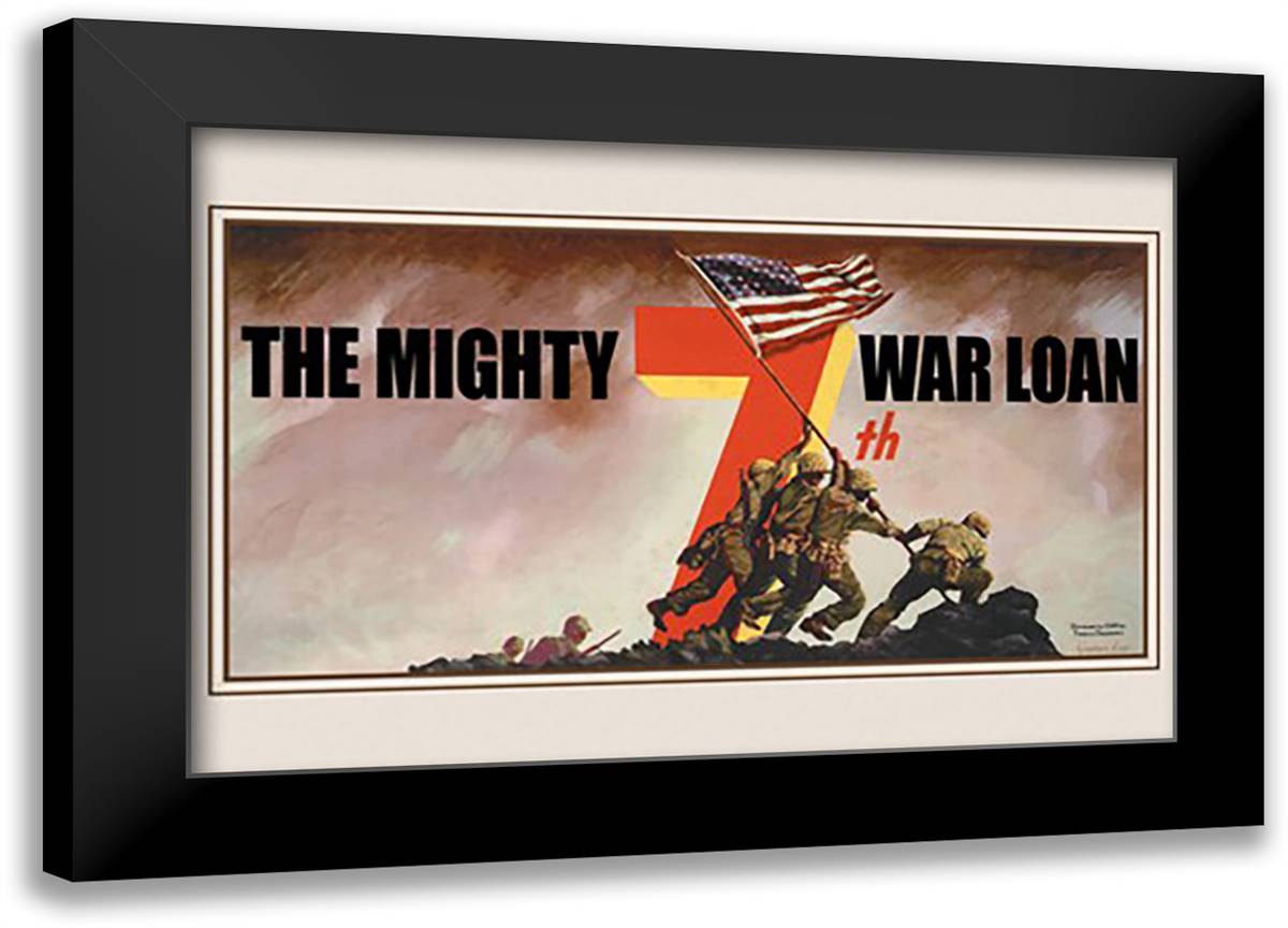 Mighty 7th War Loan 22x16 Black Modern Wood Framed Art Print Poster by Kaye, Graham