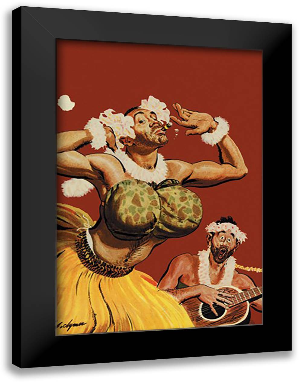 Leatherneck Luau 16x22 Black Modern Wood Framed Art Print Poster by Clymer, John