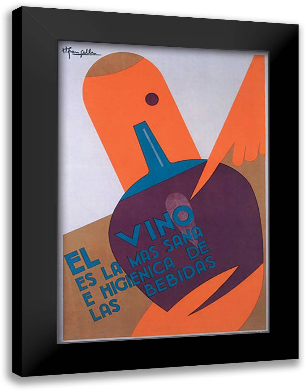 Vino 16x22 Black Modern Wood Framed Art Print Poster by Frangella, H.