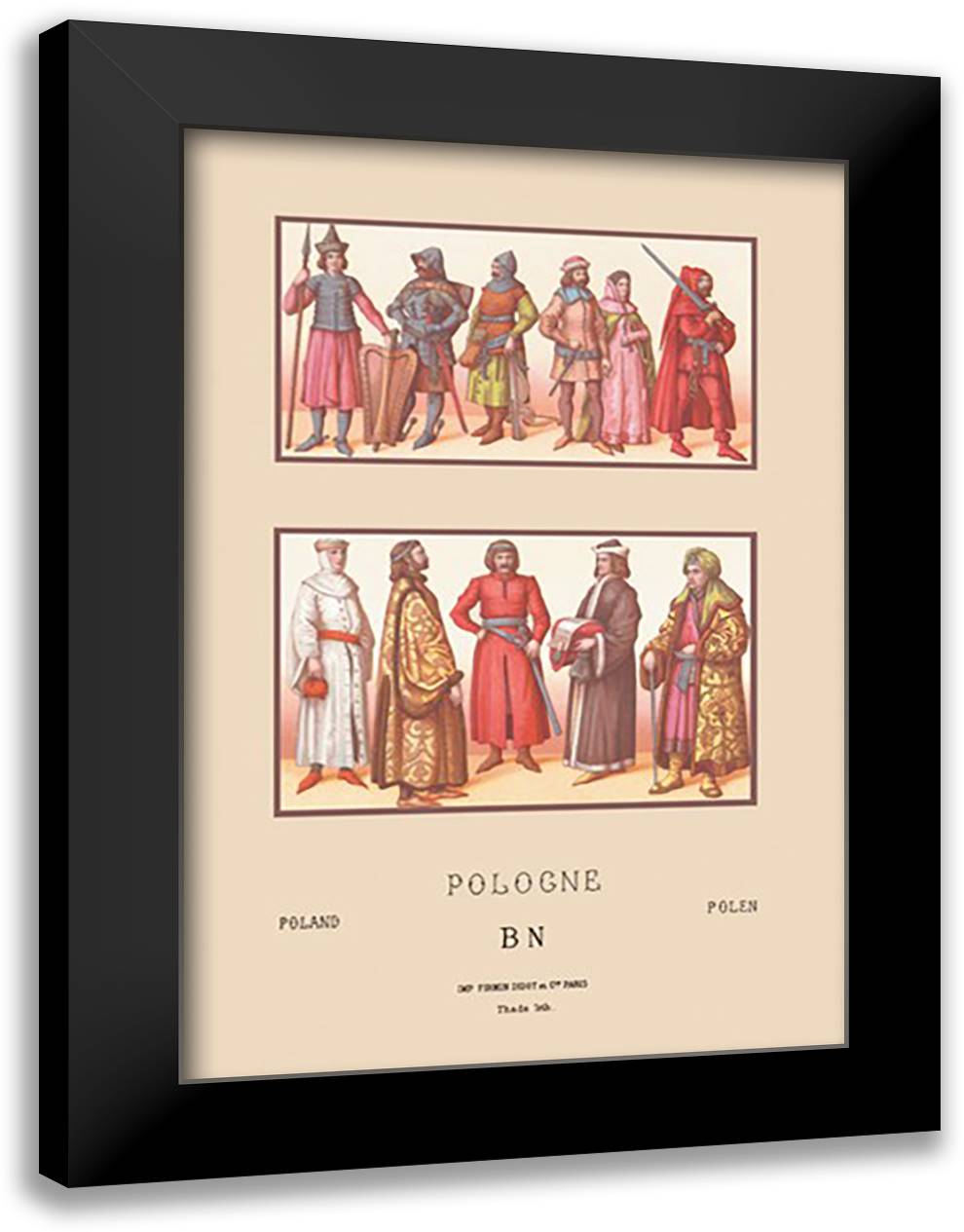 Knights and Nobility of Fifteenth Century Poland 16x22 Black Modern Wood Framed Art Print Poster by Racinet, Auguste